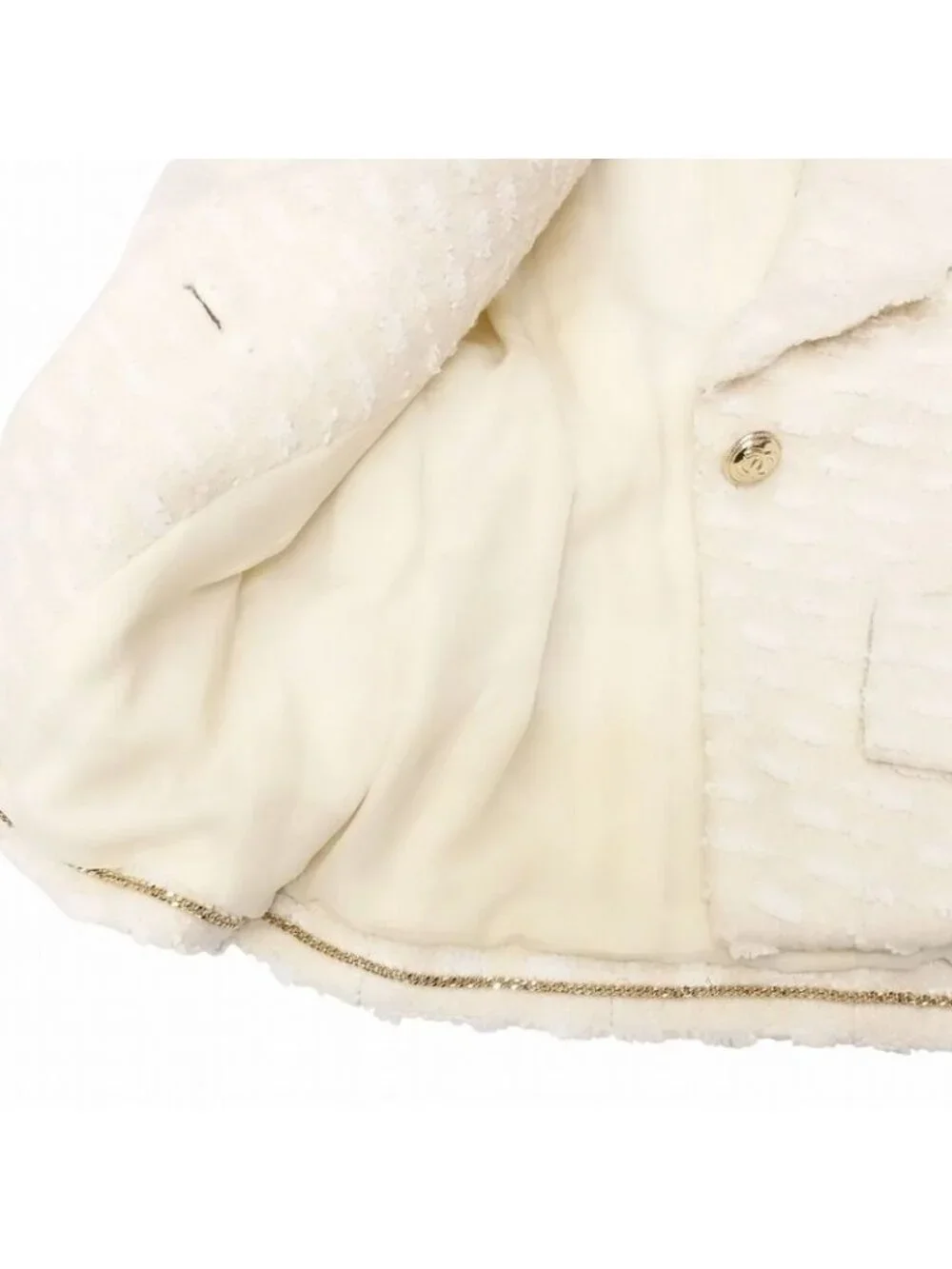 Chanel Coco Mark Scalloped Collar Tweed Jacket Ivory Size - Picture 6 of 10
